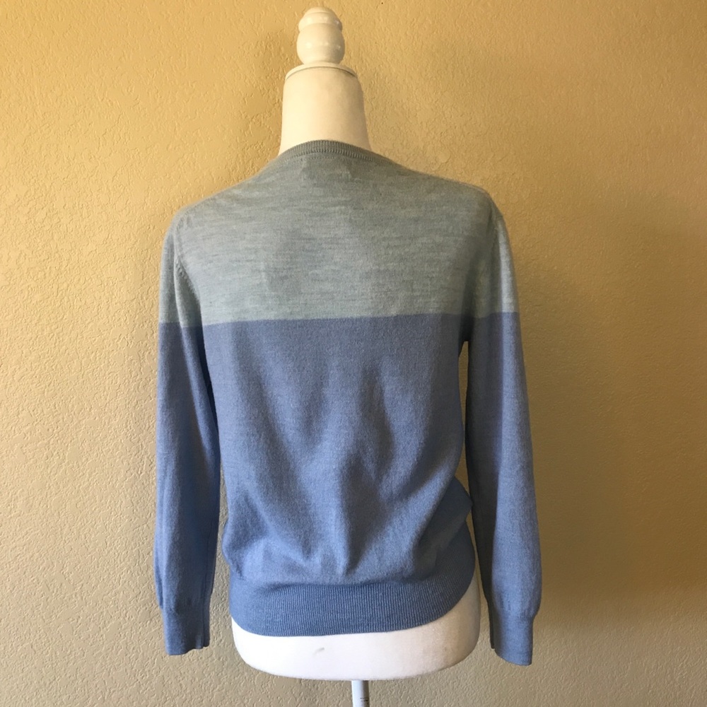 Calvin Klein merino wool blue color block sweater - Picture 2 of 6